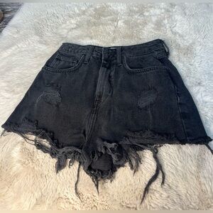 Forever 21 High-Waisted Black Ripped Frayed Shorts - 26